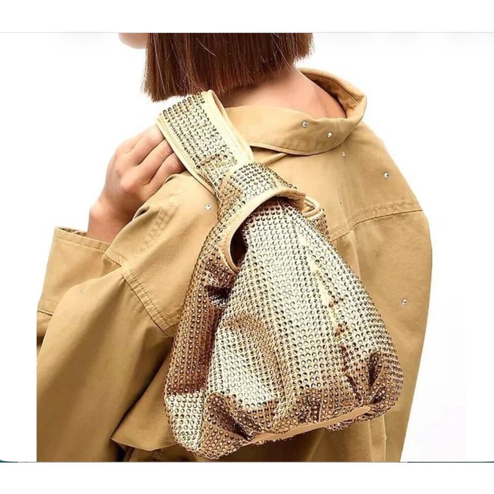J. Crew Gold Satin and Crystal Santorini Looped Bag